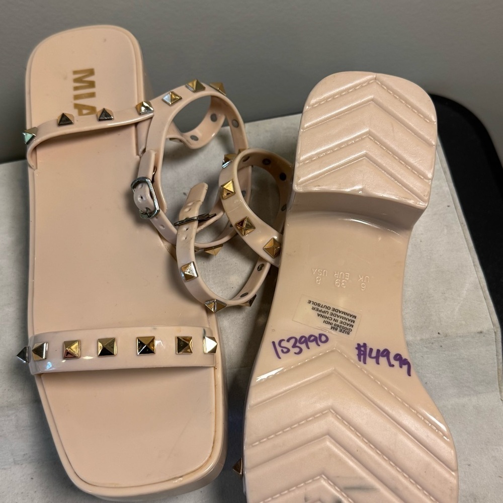Mia jelly sandals women, size 8, NWOT , studded, nude - Picture 9 of 10